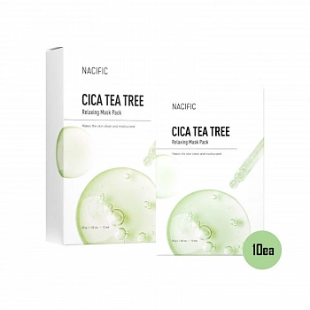 Успокаивающая маска с центеллой и экстрактом чайного дерева 10шт Cica Tea Tree Relaxing Mask Pack 10ea