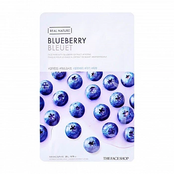 Тканевая маска для лица с экстрактом голубики Real Nature Blueberry Face Mask