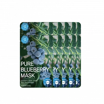 Тканевая маска с экстрактом черники 10шт. Pure Blueberry Mask Pack 10ea